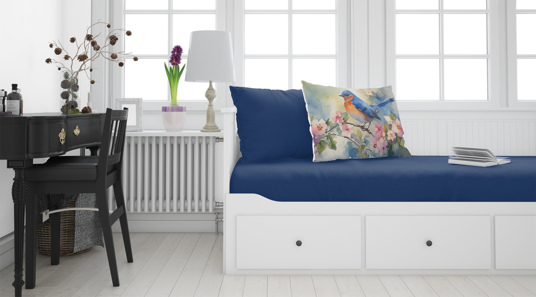 Eastern Bluebird on Blossom Branch Standard Pillowcase Lightweight Super Soft Easy Care Decorative Artwork Pillowcase, Standard