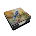 Eastern Bluebird with Blossoms Spring PU Leather Note Paper Holder with Artist-Designed Cover, Desk Accessory, Office Gift