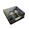 Bufflehead Hooded Merganser Pair Swimming PU Leather Note Paper Holder with Artist-Designed Cover, Desk Accessory, Office Gift