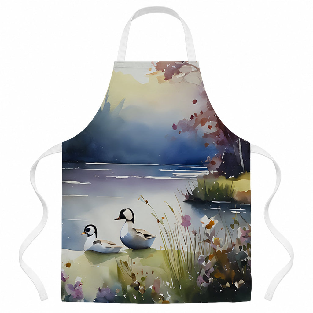 Bufflehead Ducks on Misty Lake Apron Cooking Kitchen Server Baking Crafts Gardening for Adult Women Men, Unisex, Large, Multicolor