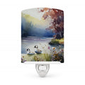 Bufflehead Ducks on Misty Lake Ceramic Night Light Compact, UL-Certified, Ideal for Bedroom, Bathroom, Nursery, Hallway, Kitchen, 6x4x3, Multicolor