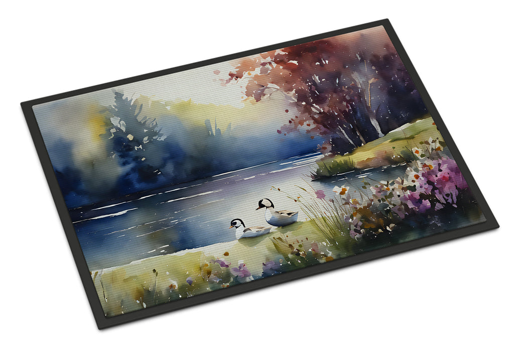 Bufflehead Ducks on Misty Lake Doormat Indoor Outdoor 24H X 36W Front Door Mat Rugs for Entryway, Non Slip Washable Low Pile,