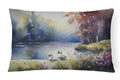 Bufflehead Ducks on Misty Lake Decorative Throw Pillow 12x16 Indoor Outdoor Accent Cushion, Fabric Cover with Insert for Sofa, Bed, Porch & Living Room