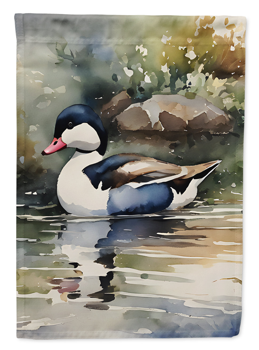 Bufflehead Ducks Swimming Marsh Scene House Flag 28x40 Porch Sleeve Pole Decorative Outside Yard Banner Artwork Wall Hanging, Polyester