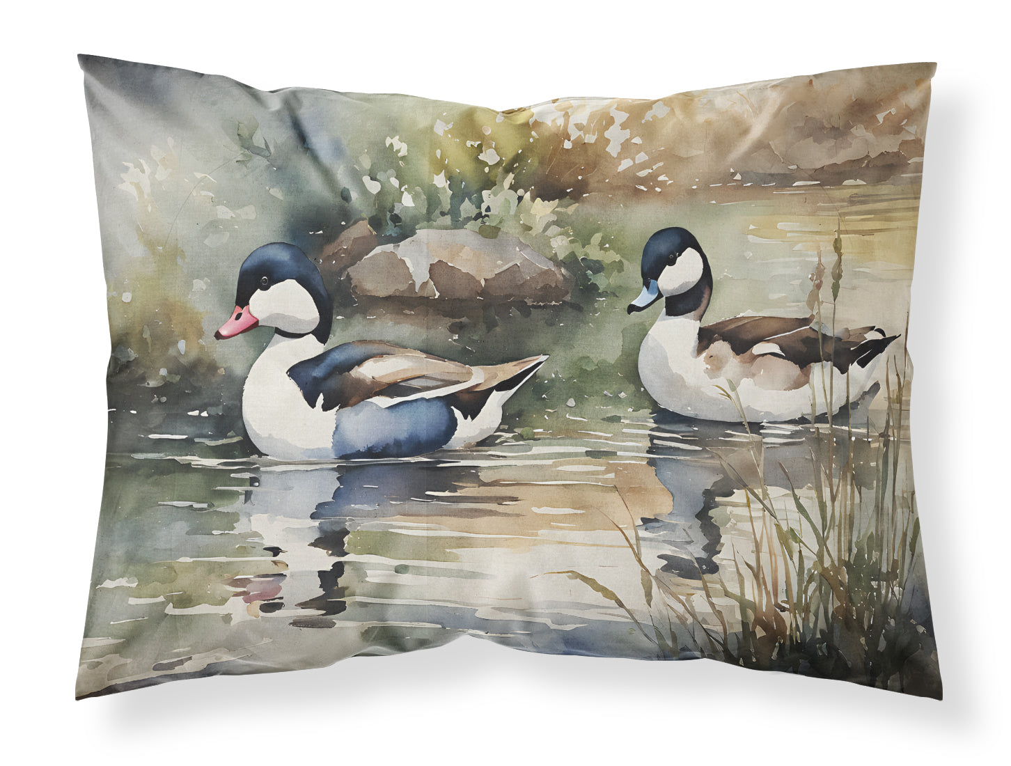 Bufflehead Ducks Swimming Marsh Scene Standard Pillowcase Lightweight Super Soft Easy Care Decorative Artwork Pillowcase, Standard