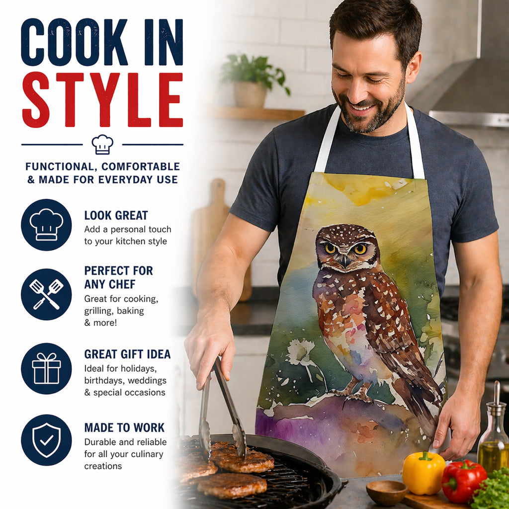 Burrowing Owl Wildlife Portrait Apron Cooking Kitchen Server Baking Crafts Gardening for Adult Women Men, Unisex, Large, Multicolor