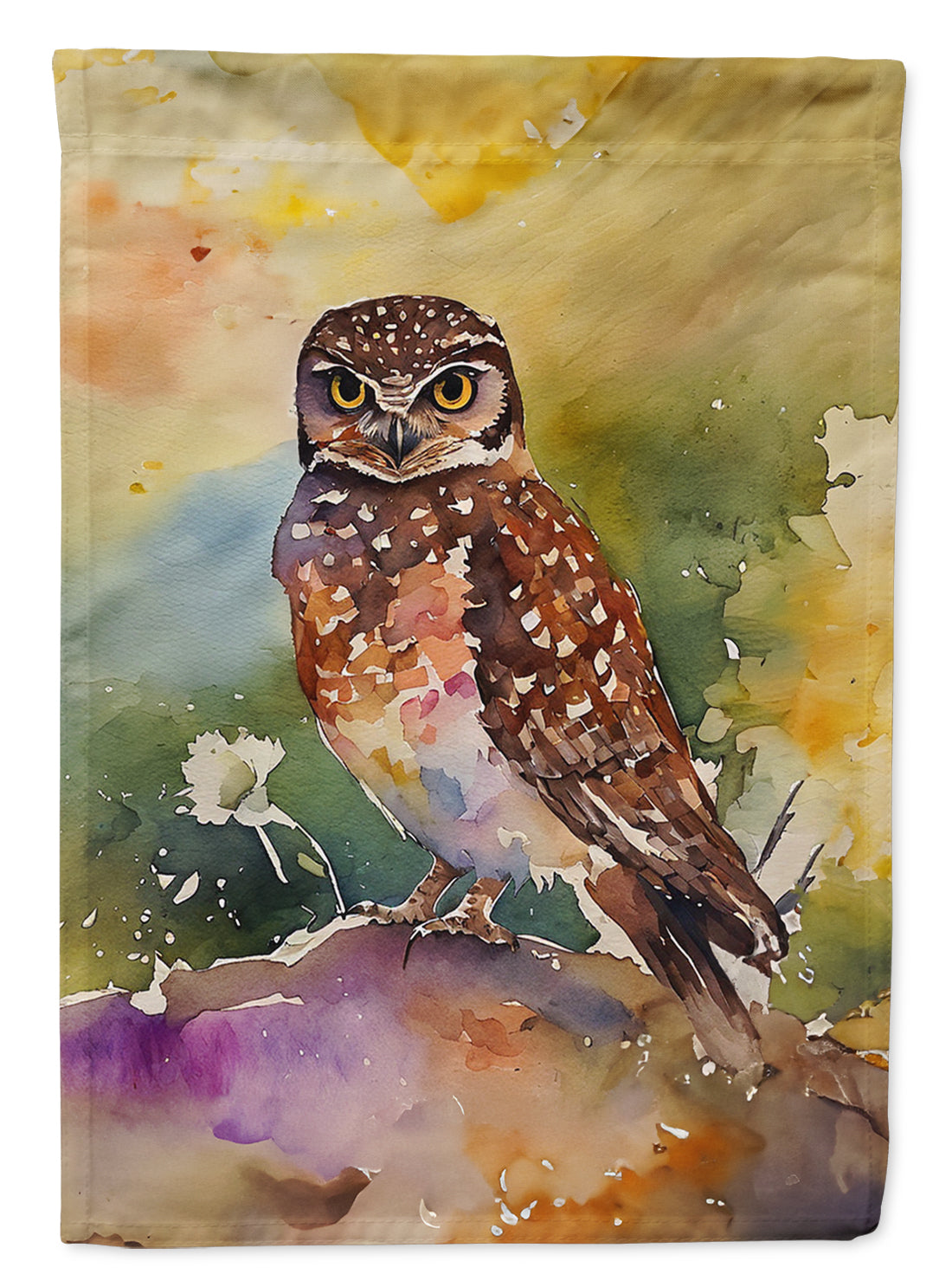 Burrowing Owl Wildlife Portrait House Flag 28x40 Porch Sleeve Pole Decorative Outside Yard Banner Artwork Wall Hanging, Polyester