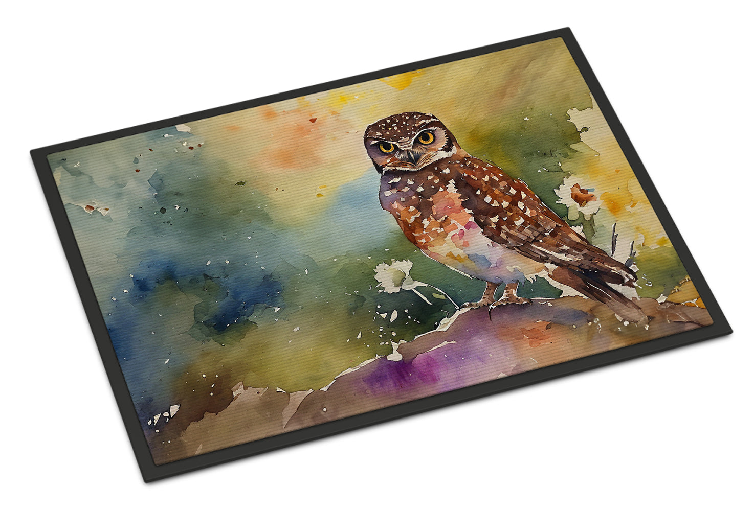 Burrowing Owl Wildlife Portrait Doormat Indoor Outdoor 18H X 27W Front Door Mat Rugs for Entryway, Non Slip Washable