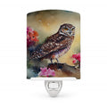Burrowing Owl with Flowers Ceramic Night Light Compact, UL-Certified, Ideal for Bedroom, Bathroom, Nursery, Hallway, Kitchen, 6x4x3, Multicolor