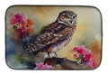 Burrowing Owl with Flowers Dish Drying Mat Absorbent Dish Drying Mat Pad for Kitchen Counter Dish Drainer Mat for Countertop, 14 x 21", Multicolor