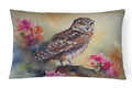 Burrowing Owl with Flowers Decorative Throw Pillow 12x16 Indoor Outdoor Accent Cushion, Fabric Cover with Insert for Sofa, Bed, Porch & Living Room