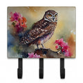 Burrowing Owl with Flowers Leash or Key Holder Wall Hooks, Coat Rack Wall Mount, for Hanging Keys, Towels, Aprons, Leashes