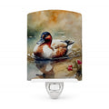 Canvasback Duck Swimming Pond Wildlife Ceramic Night Light Compact, UL-Certified, Ideal for Bedroom, Bathroom, Nursery, Hallway, Kitchen, 6x4x3, Multicolor