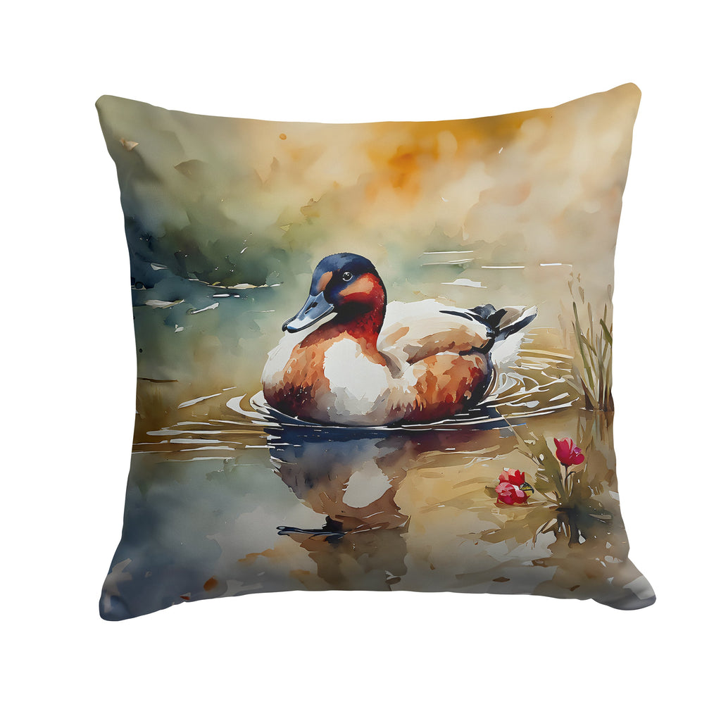 Canvasback Duck Swimming Pond Wildlife Decorative Throw Pillow 14x14 Indoor Outdoor Accent Cushion, Fabric Cover with Insert for Sofa, Bed, Porch & Living Room