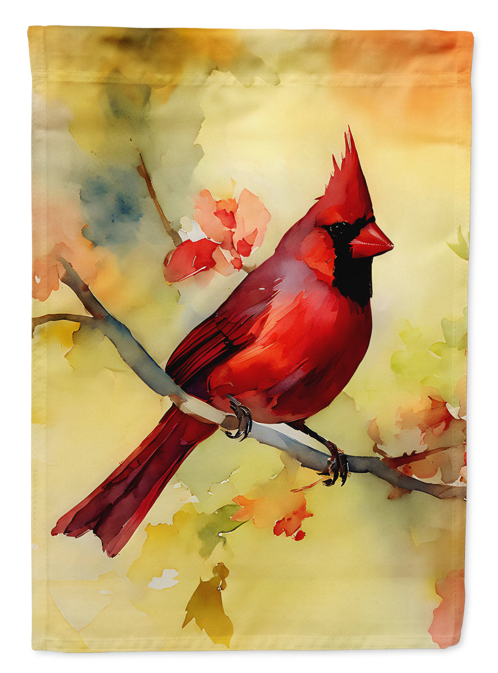 Northern Cardinal on Branch House Flag 28x40 Porch Sleeve Pole Decorative Outside Yard Banner Artwork Wall Hanging, Polyester