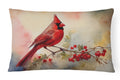 Northern Cardinal with Berries Decorative Throw Pillow 12x16 Indoor Outdoor Accent Cushion, Fabric Cover with Insert for Sofa, Bed, Porch & Living Room