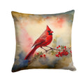 Northern Cardinal with Berries Decorative Throw Pillow 18x18 Indoor Outdoor Accent Cushion, Fabric Cover with Insert for Sofa, Bed, Porch & Living Room
