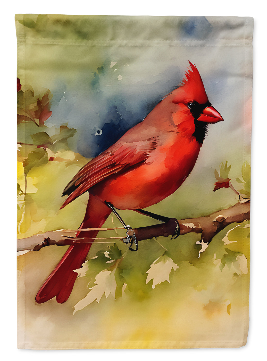 Northern Cardinal on Branch Autumn House Flag 28x40 Porch Sleeve Pole Decorative Outside Yard Banner Artwork Wall Hanging, Polyester