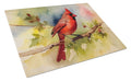 Northern Cardinal on Branch Autumn Cutting Board Tempered Glass Kitchen Cutting Surface, Heat Resistant Chopping, Non-Slip Feet, Food Prep & Serving