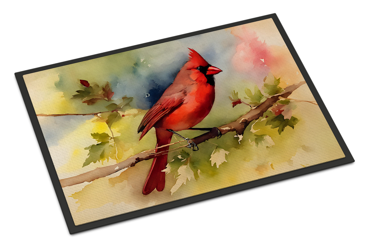 Northern Cardinal on Branch Autumn Doormat Indoor Outdoor 18H X 27W Front Door Mat Rugs for Entryway, Non Slip Washable