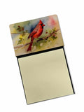 Northern Cardinal on Branch Autumn Watercolor Sticky Note Holder Refillable Dispenser Desk Accessory 3x3 Pad Gift