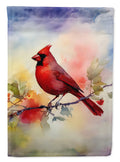 Northern Cardinal Floral Branch House Flag 28x40 Porch Sleeve Pole Decorative Outside Yard Banner Artwork Wall Hanging, Polyester