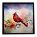 Northern Cardinal Floral Branch Framed Metal Print Bathroom, Kitchen, Office, Home Decor Wall Art Ready to Hang, Square, 8X8