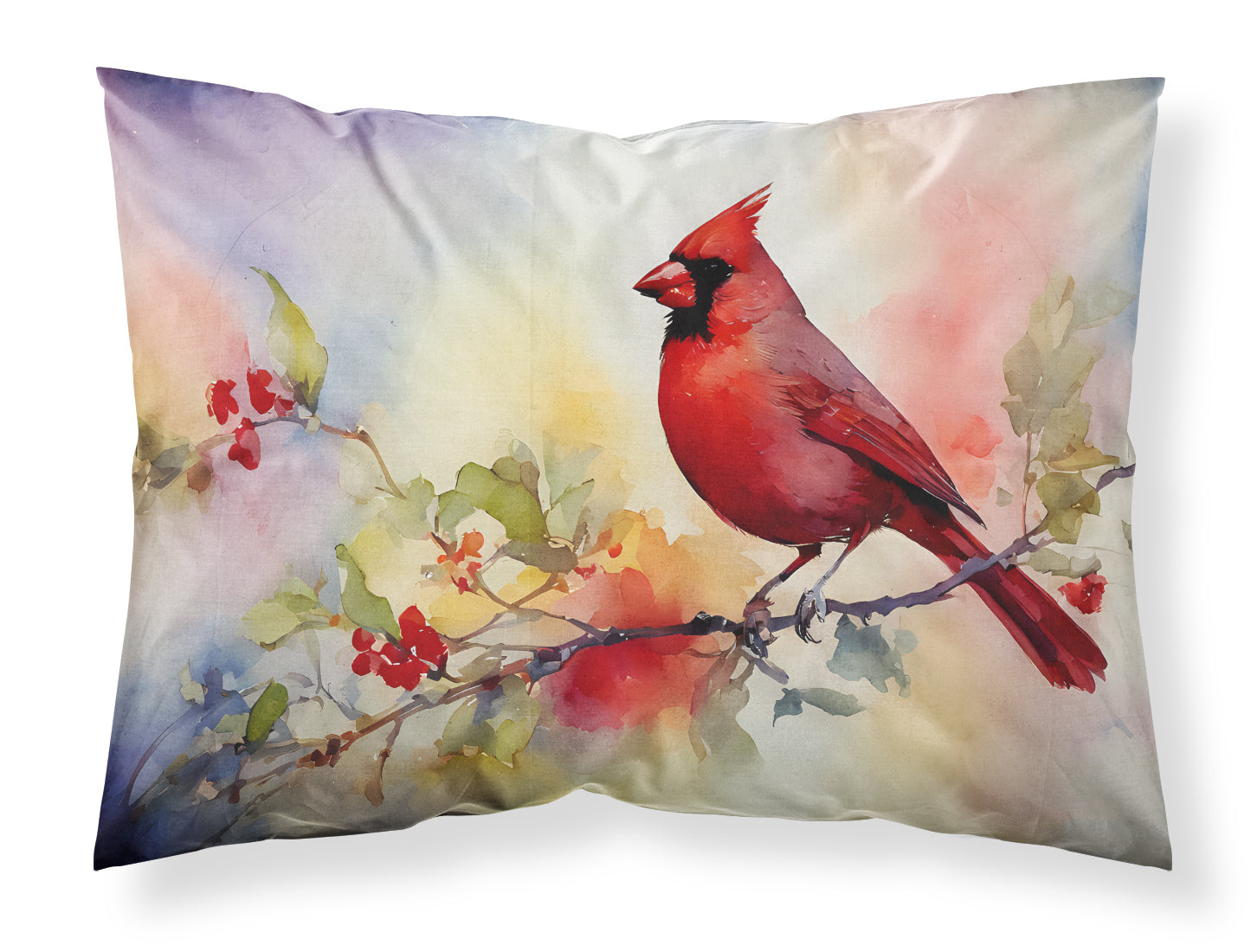 Northern Cardinal Floral Branch Standard Pillowcase Lightweight Super Soft Easy Care Decorative Artwork Pillowcase, Standard