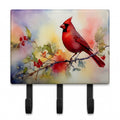 Northern Cardinal Floral Branch Leash or Key Holder Wall Hooks, Coat Rack Wall Mount, for Hanging Keys, Towels, Aprons, Leashes