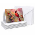 Northern Cardinal on Blossom Branch Greeting Cards Pack of 8 Blank Cards with Envelopes Whimsical A7 Size 5x7