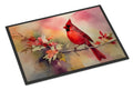 Northern Cardinal on Blossom Branch Doormat Indoor Outdoor 24H X 36W Front Door Mat Rugs for Entryway, Non Slip Washable Low Pile,