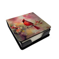 Northern Cardinal on Blossom Branch PU Leather Note Paper Holder with Artist-Designed Cover, Desk Accessory, Office Gift