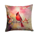 Northern Cardinal on Blossom Branch Decorative Throw Pillow 14x14 Indoor Outdoor Accent Cushion, Fabric Cover with Insert for Sofa, Bed, Porch & Living Room