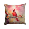 Northern Cardinal on Blossom Branch Decorative Throw Pillow 18x18 Indoor Outdoor Accent Cushion, Fabric Cover with Insert for Sofa, Bed, Porch & Living Room