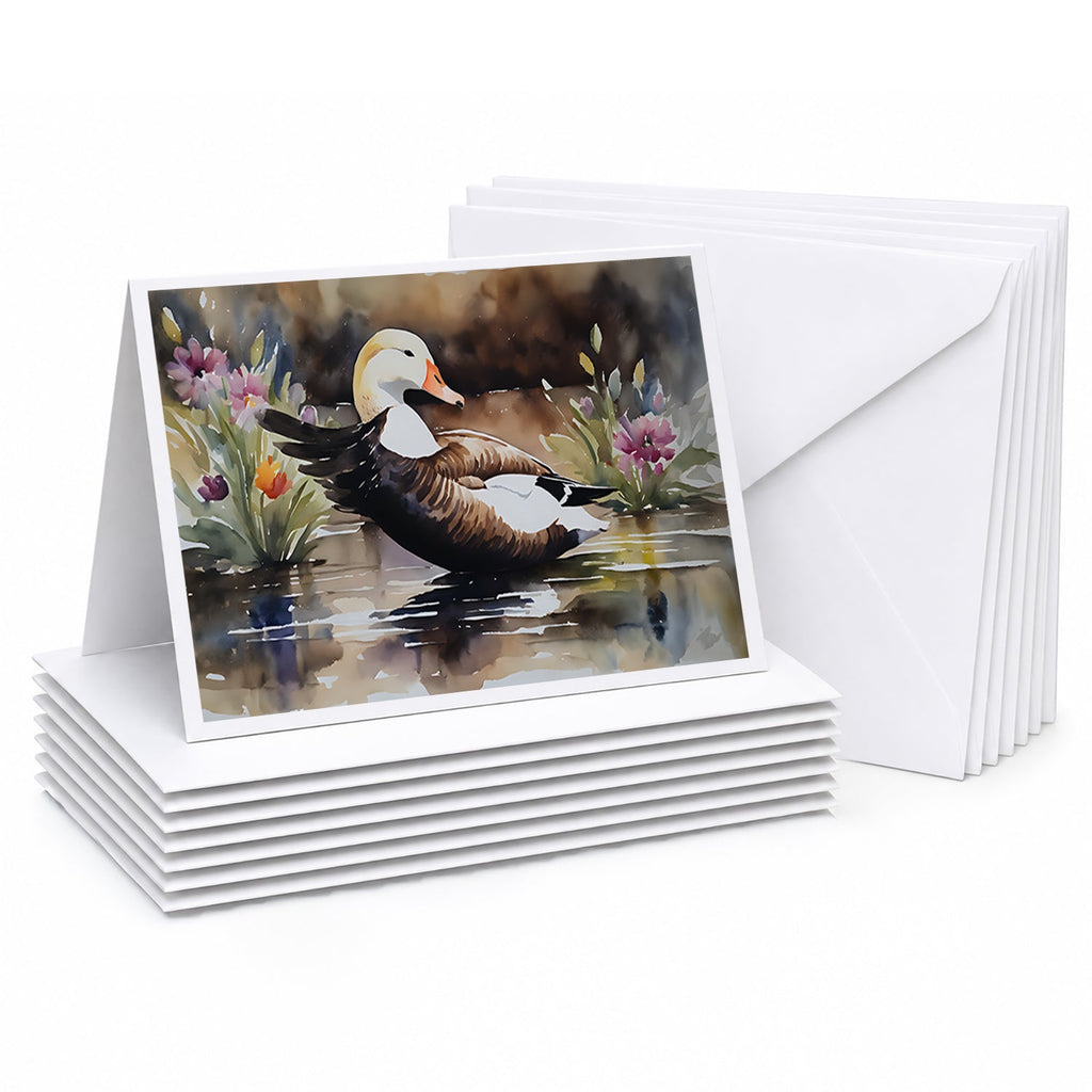 Common Eider Wood Duck Swimming with Flowers Greeting Cards Pack of 8 Blank Cards with Envelopes Whimsical A7 Size 5x7