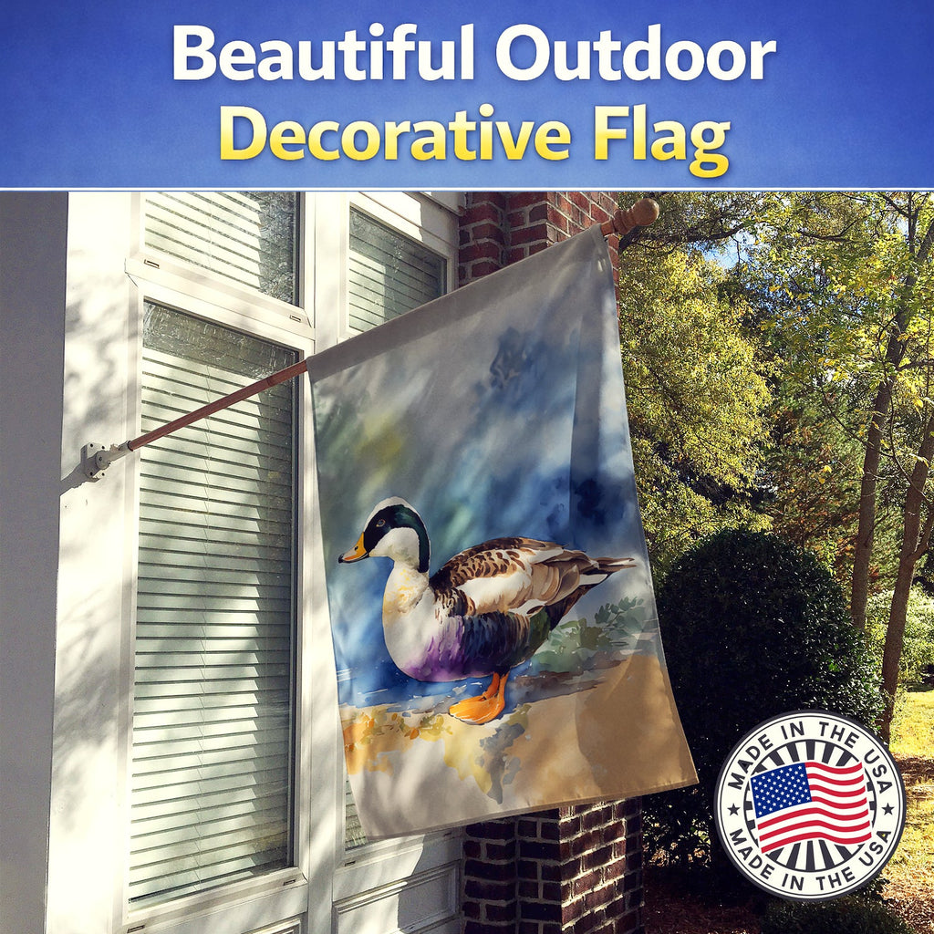 Common Eider Duck Standing Shoreline House Flag 28x40 Porch Sleeve Pole Decorative Outside Yard Banner Artwork Wall Hanging, Polyester