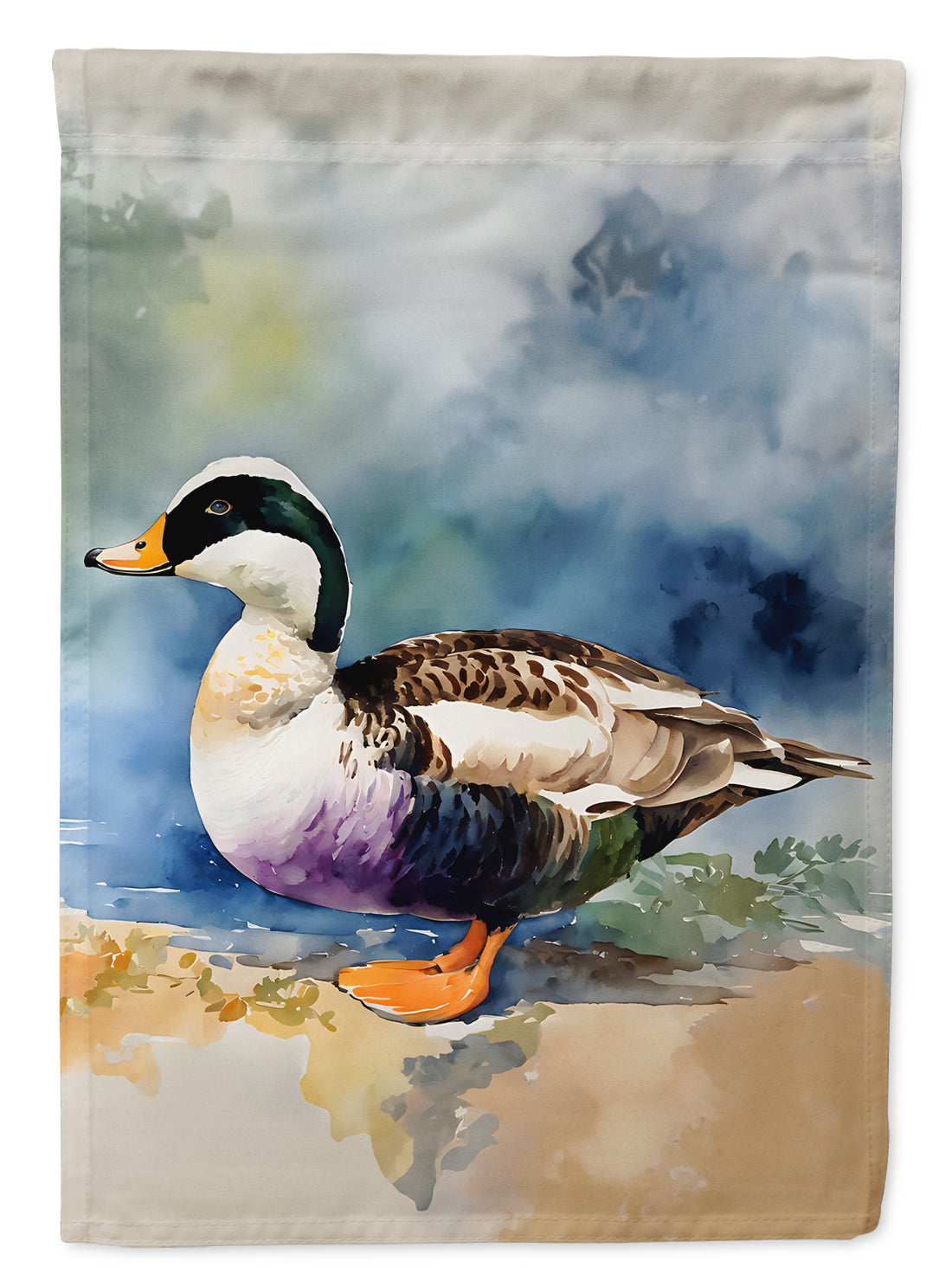 Common Eider Duck Standing Shoreline House Flag 28x40 Porch Sleeve Pole Decorative Outside Yard Banner Artwork Wall Hanging, Polyester