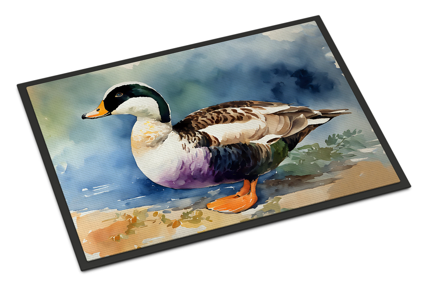 Common Eider Duck Standing Shoreline Doormat Indoor Outdoor 24H X 36W Front Door Mat Rugs for Entryway, Non Slip Washable Low Pile,