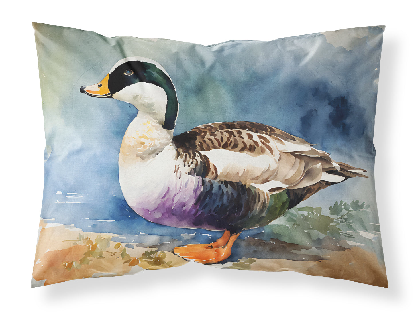 Common Eider Duck Standing Shoreline Standard Pillowcase Lightweight Super Soft Easy Care Decorative Artwork Pillowcase, Standard
