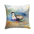 Common Eider Duck Standing Shoreline Decorative Throw Pillow 18x18 Indoor Outdoor Accent Cushion, Fabric Cover with Insert for Sofa, Bed, Porch & Living Room