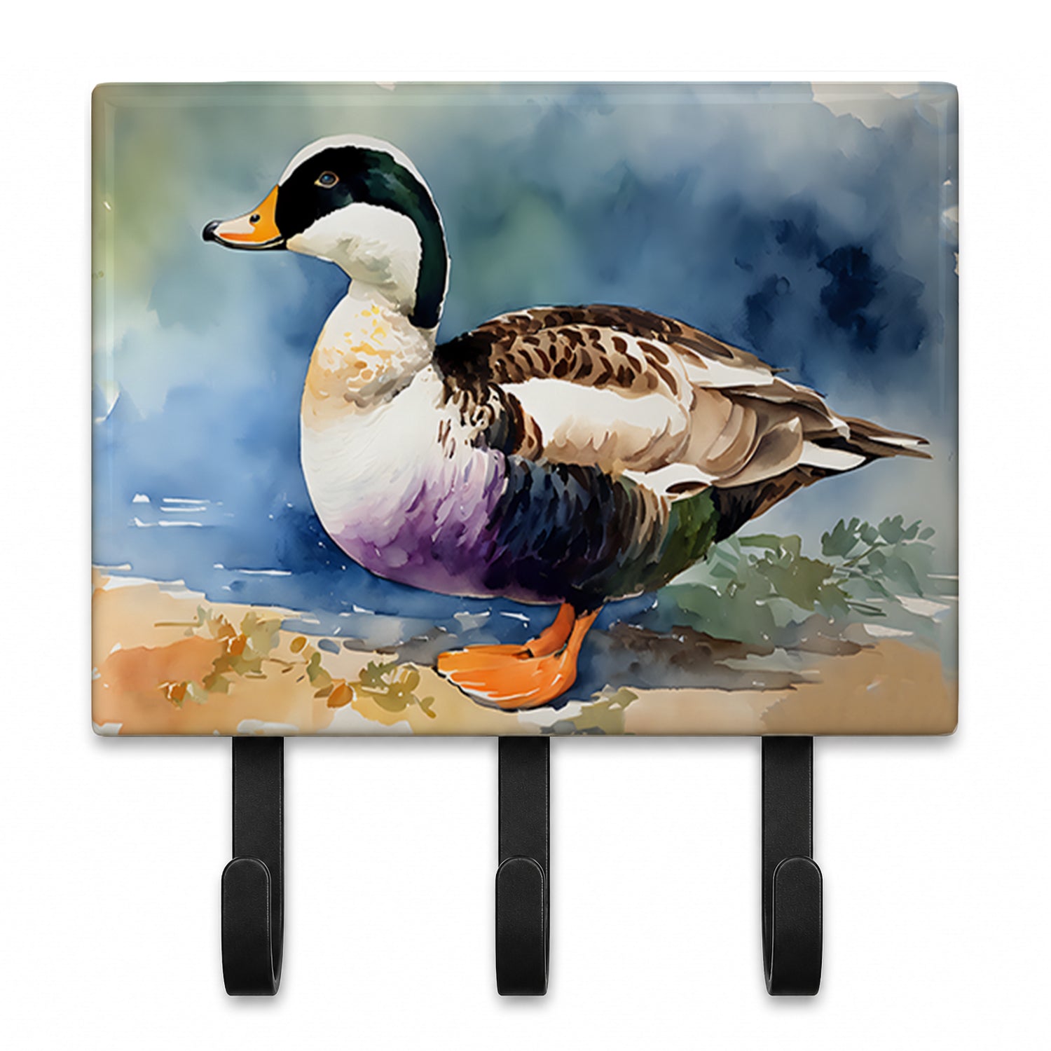 Common Eider Duck Standing Shoreline Leash or Key Holder Wall Hooks, Coat Rack Wall Mount, for Hanging Keys, Towels, Aprons, Leashes