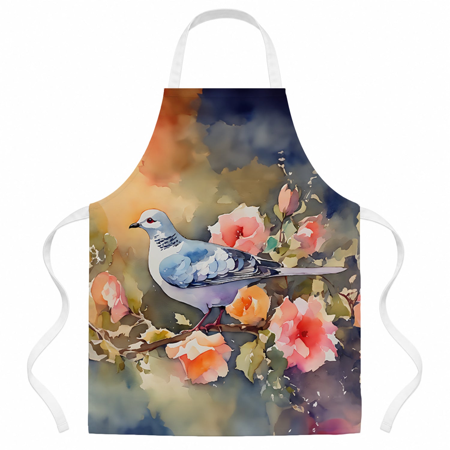 White Dove on Floral Branch Apron Cooking Kitchen Server Baking Crafts Gardening for Adult Women Men, Unisex, Large, Multicolor