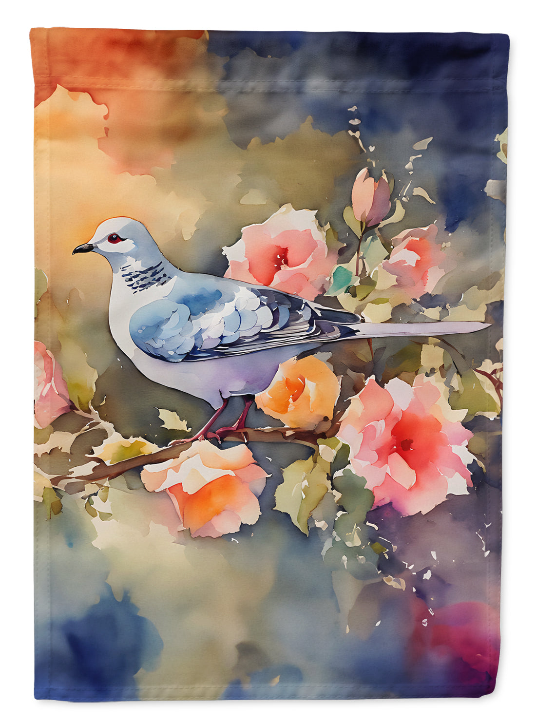 White Dove on Floral Branch House Flag 28x40 Porch Sleeve Pole Decorative Outside Yard Banner Artwork Wall Hanging, Polyester