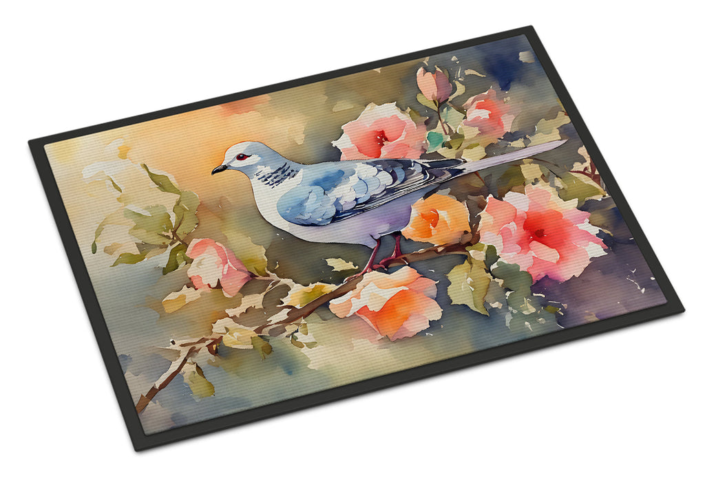 White Dove on Floral Branch Doormat Indoor Outdoor 24H X 36W Front Door Mat Rugs for Entryway, Non Slip Washable Low Pile,