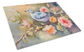 White Dove on Floral Branch Cutting Board Tempered Glass Kitchen Cutting Surface, Heat Resistant Chopping, Non-Slip Feet, Food Prep & Serving