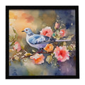 White Dove on Floral Branch Framed Metal Print Bathroom, Kitchen, Office, Home Decor Wall Art Ready to Hang, Square, 8X8
