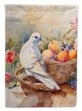 White Dove with Fruit Basket Still Life House Flag 28x40 Porch Sleeve Pole Decorative Outside Yard Banner Artwork Wall Hanging, Polyester