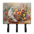 White Dove with Fruit Basket Still Life Leash or Key Holder Wall Hooks, Coat Rack Wall Mount, for Hanging Keys, Towels, Aprons, Leashes
