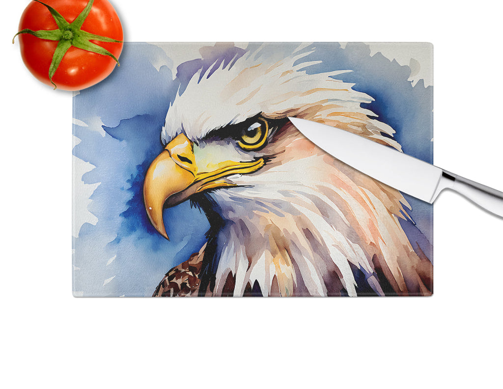 Bald Eagle Portrait Close-Up Cutting Board Tempered Glass Kitchen Cutting Surface, Heat Resistant Chopping, Non-Slip Feet, Food Prep & Serving