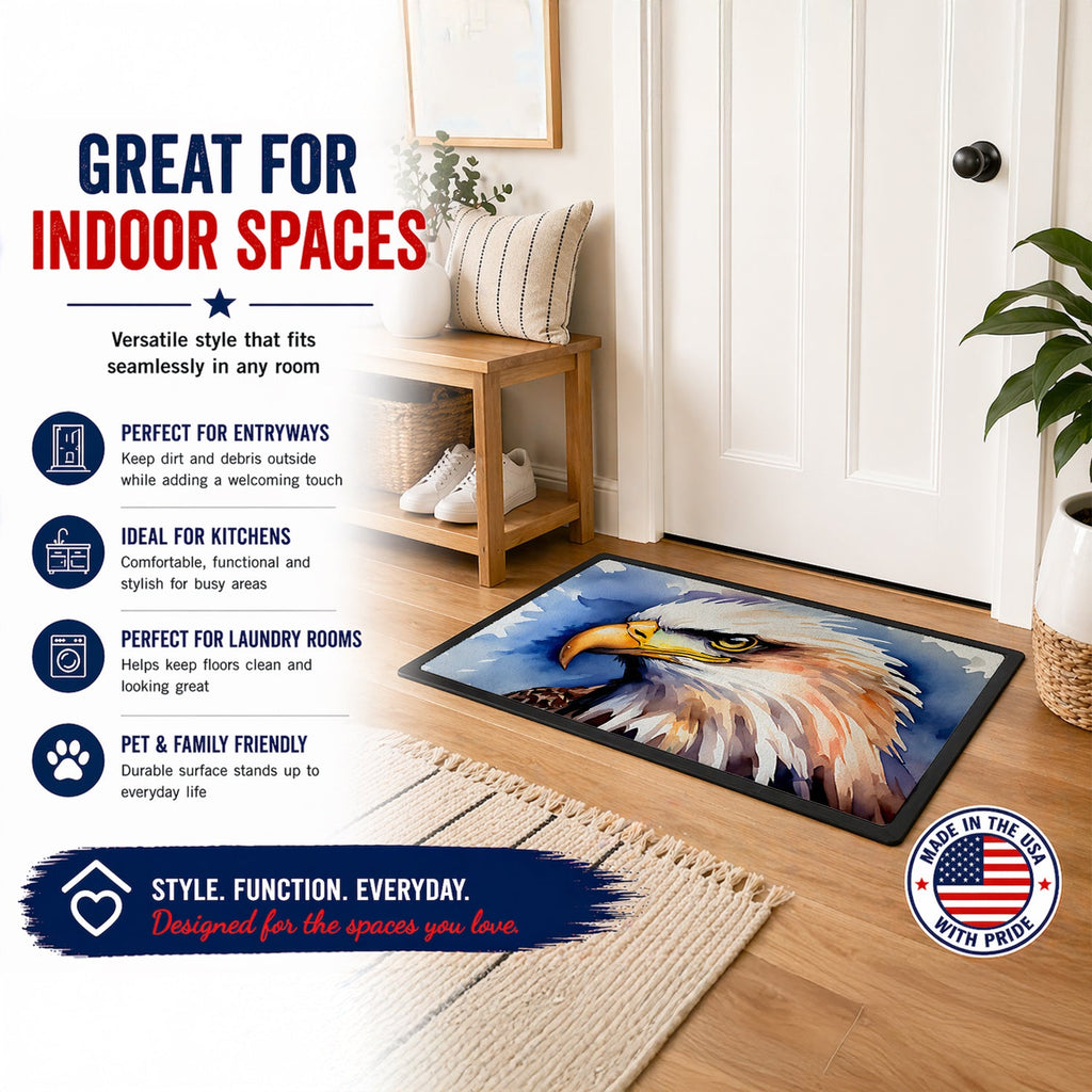 Bald Eagle Portrait Close-Up Doormat Indoor Outdoor 18H X 27W Front Door Mat Rugs for Entryway, Non Slip Washable